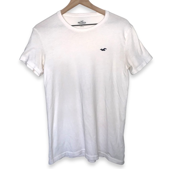 MENS WHITE HOLLISTER BASIC LOGO TSHIRT SIZE SMALL - Picture 1 of 2
